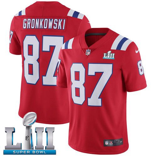 Men New England Patriots #87 Gronkowski Red Color Rush Limited 2018 Super Bowl NFL Jerseys->->NFL Jersey